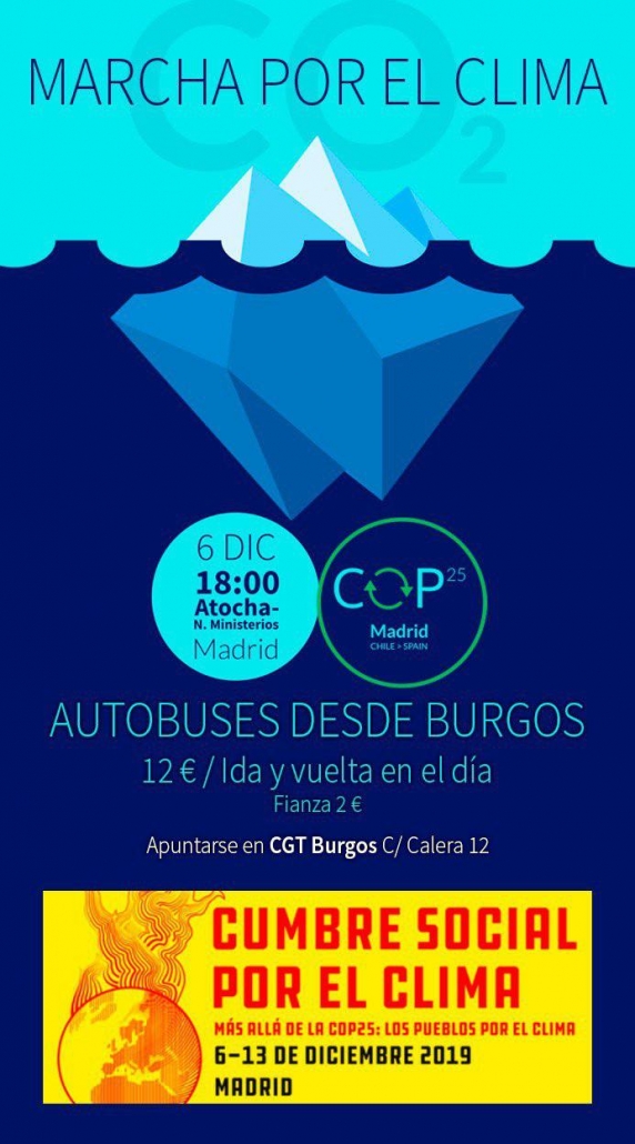 Autobús de Burgos a Madird a la Cumbre Social por el Coma. 7 de diciembre de 2019