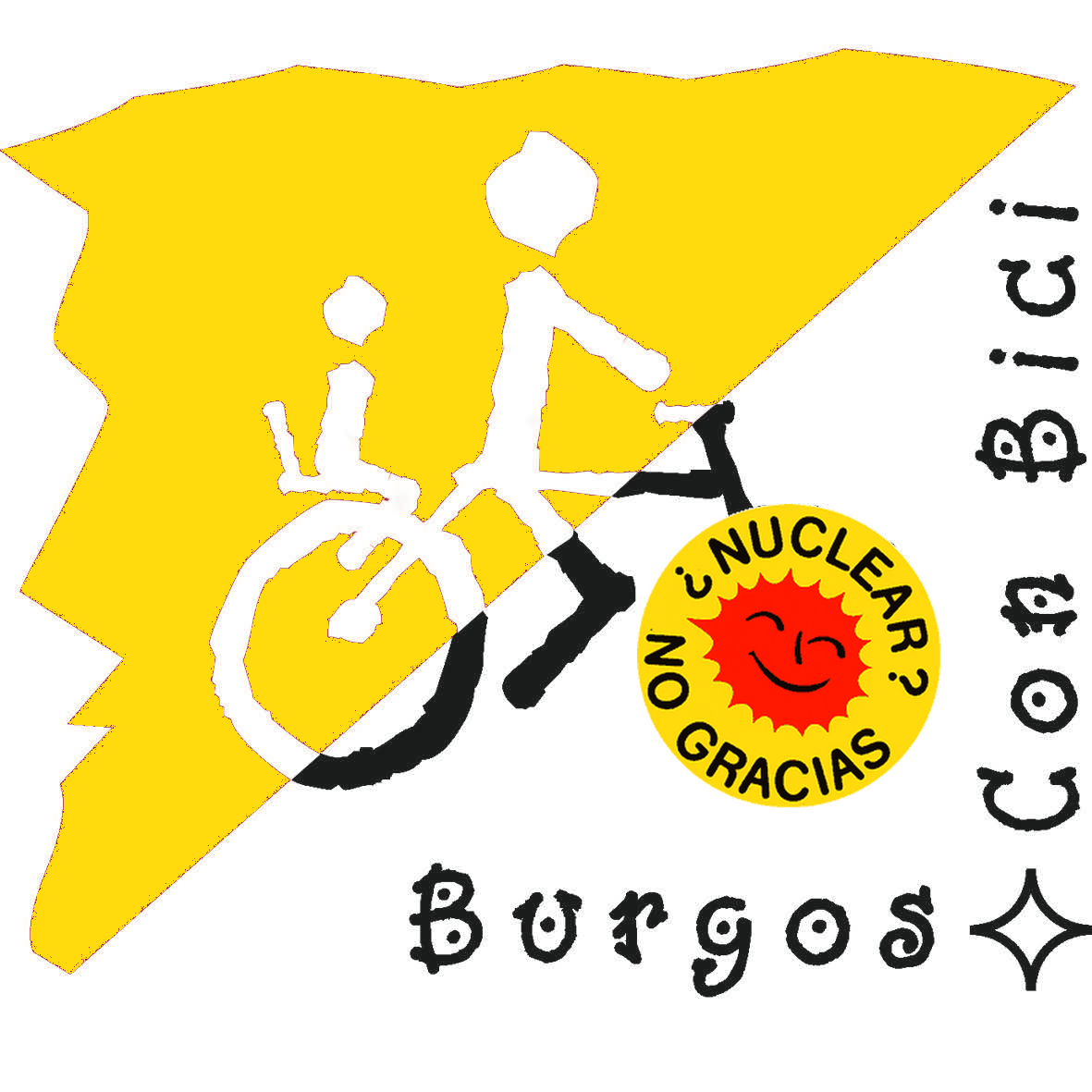 Logotipo burgos Con Bici amarillo. Nuclear no, gracias