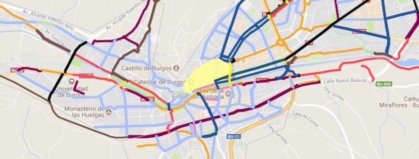 fragmento de mapa de vías ciclistas de Burgos