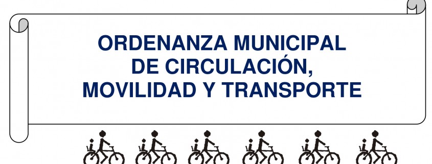 Portada de la ordenanza de moviliadad rodeada de iconos de bicicletas