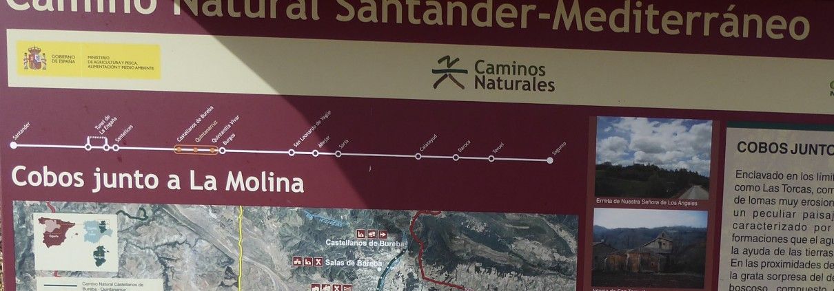 Cartel anunciador del Camino Natural Santander Mediterráneo