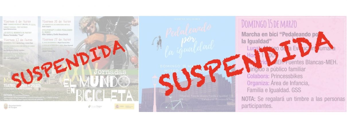 SE suspende al marcha en bici pedaleando por la igualdad, domingo 15 y las Jornadas El mundo en bicicleta