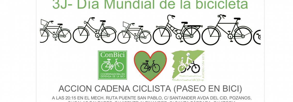 Cadena ciclista (paseo en bici) día mundial de la bici 3 de junio a las 20:30. en MEH