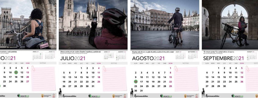 Distintas páginas del Calendario de Princessbikes a favor de ADACEBUR
