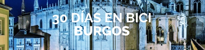Logo de 30diasenbici sobre fondo de catedral de Burgos
