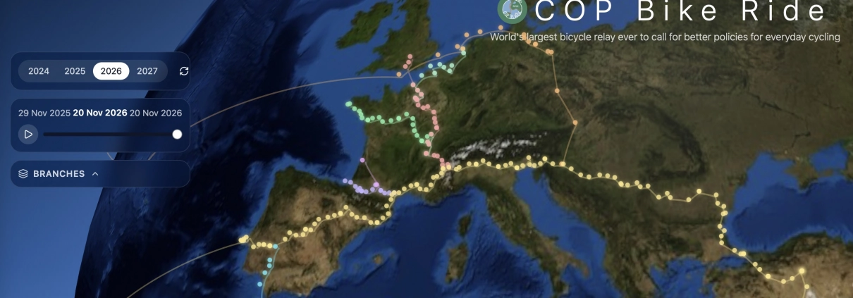 Mapa de rutas de las marchas en bici a la cop 31, Cumbre del clima 2026